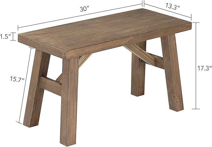 Sawmill Wood Bench, Rustic Entry Way Benches Seat, Solid Wood, Handcraft Finshed - Image 2