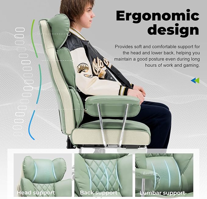 COMHOMA Big and Tall Office Chair, High Back Leather Gaming Chair - Image 3