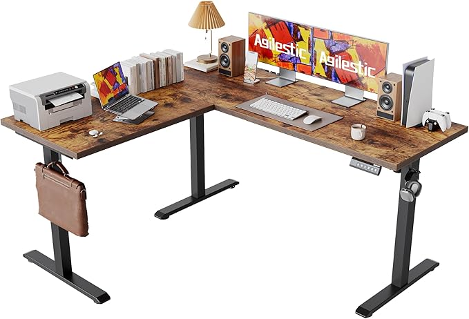 Agilestic 59 Inch L Shaped Standing Desk Adjustable Height, Electric Corner by Agilestic