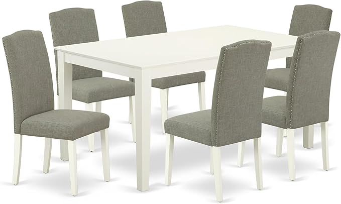 East West Furniture CAEN7-LWH-06 7 Piece Dining Room Furniture Set Consist of a by EastWestFurniture