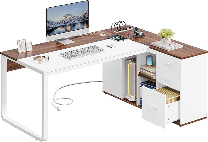 YITAHOME Executive Desk with Power Outlets, Executive Desk with Drawers & - Image 7