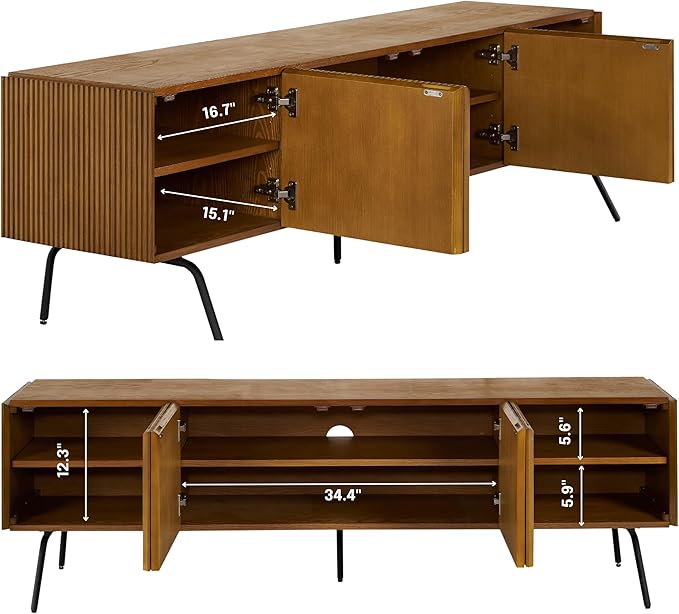 NTC Veil TV Stand with 4 Doors for TVs up to 75’’, Media Console with Vertical - Image 3