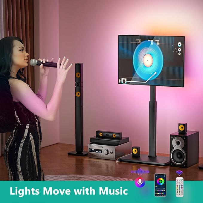 WALI Floor TV Stand with LED Lights, Tall TV Stand Mount - Image 6