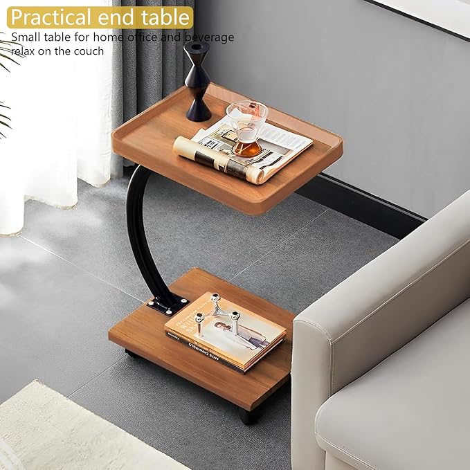 C Table End Table, 360°Swivel TV Tray Table - Image 2
