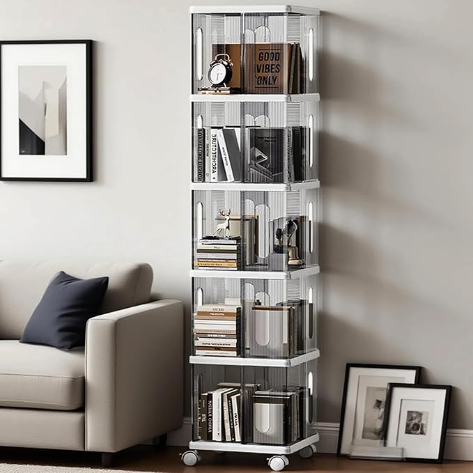 Rotating Bookshelf Tower, 360-Degree rotating bookshelves, Small Space Spinning - Image 4