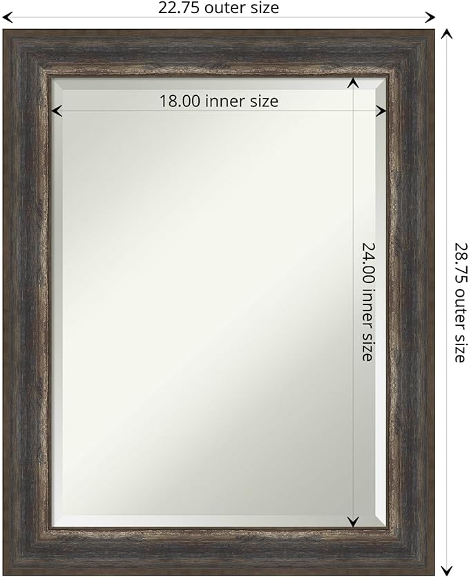 Amanti Art Brown Wall Mirror 29x23 Alta Rustic Char Rectangle Bathroom Mirror - Image 4
