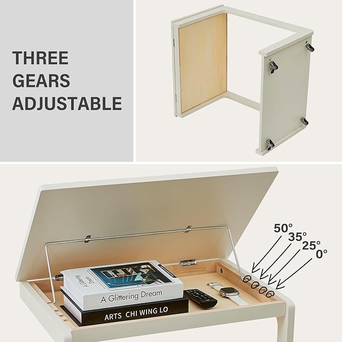 CozyDH Adjustable C Shaped End Table, Rolling Side Table Solid Wood TV Sofa - Image 4