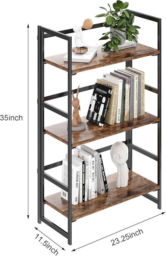 BHG Vintage Multifunctional Folding Bookshelf, No-Assembly Plant Stand Storage - Image 3