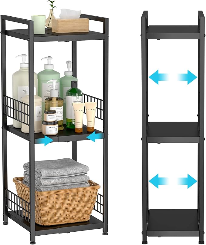 3-Tier Metal Shelving Unit, Expandable, Free-Standing, Open Floor Shelves by DAOUTIME
