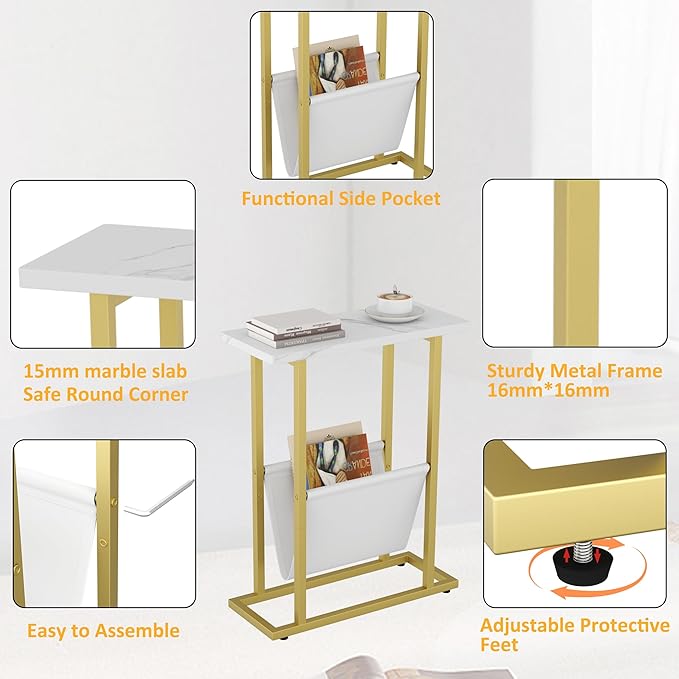 Yusong Narrow Side Table for Small Spaces, Small End Table - Image 6