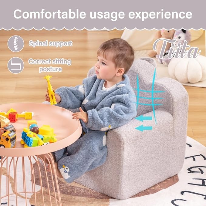 Tiita Kids Couch Sherpa Toddler Chair, Cloud-Like Comfy Kids Sofa Toddler - Image 5