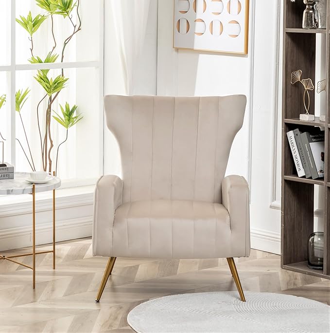 Container Furniture Direct Modern Velvet Accent Chair, Channel Tufted Bedroom - Image 6