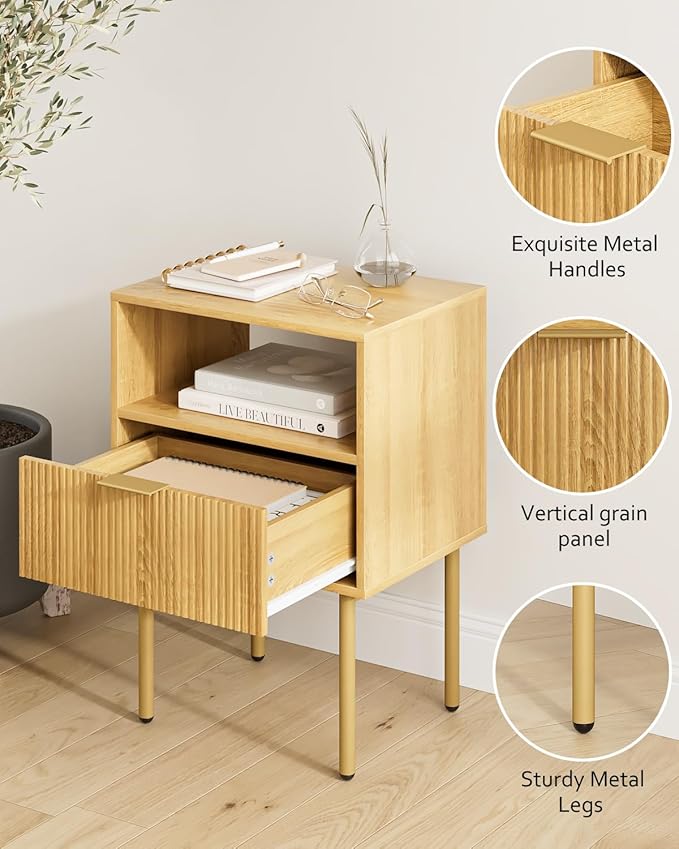 Masupu Night Stand, Mid-Century Modern Bedside Table - Image 3