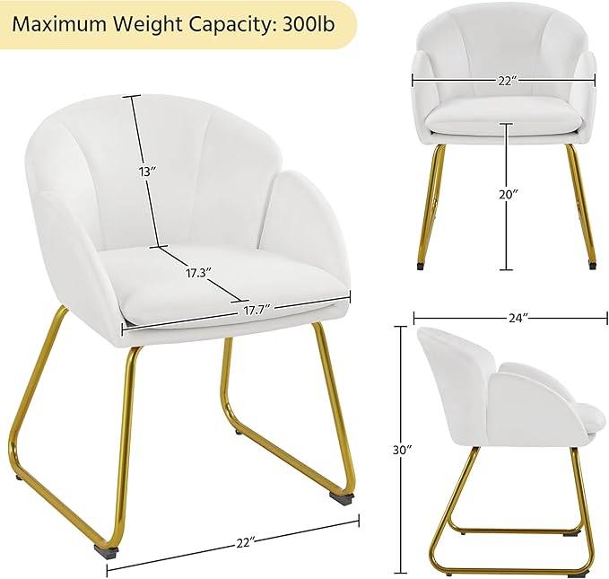 Yaheetech Modern Velvet Vanity Chair Armchair, Flower Shaped Makeup Chair - Image 3