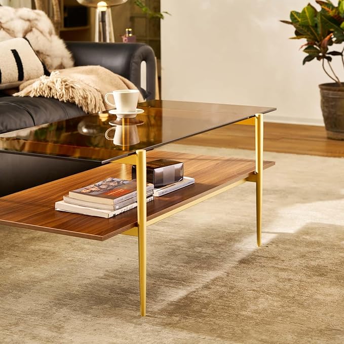 AGV LIGHTING Tadio Glass Coffee Table, Mid-Century Modern Coffee Table - Image 10