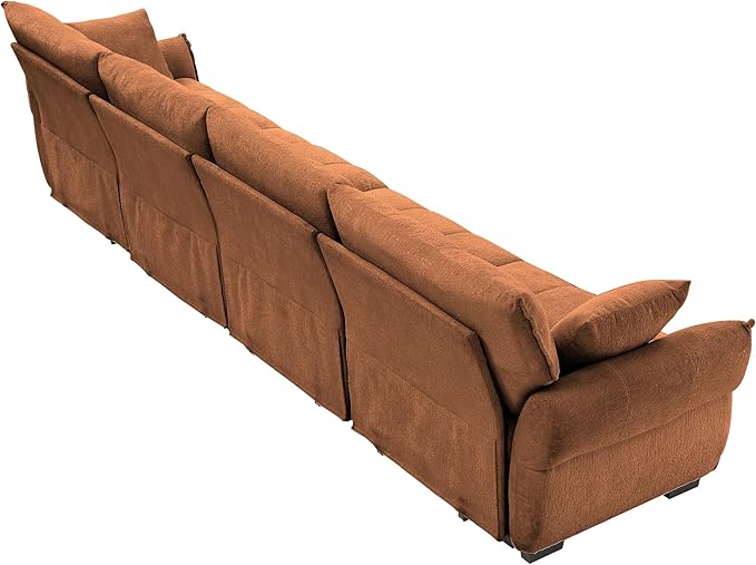 Modern Chenille Fabric 4-Seat Sofa w/ 2 Pillows, Premium Upholstery Living Room - Image 8