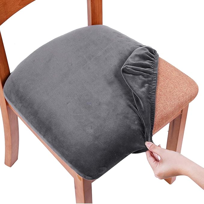 Smiry Velvet Seat Covers for Dining Room Chair Set of 2, Stretch Fit Removable by Smiry