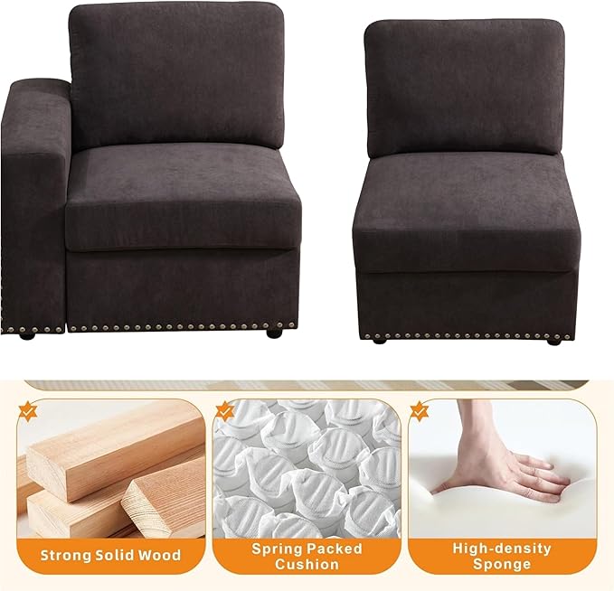 Sectional Couches for Living Room, 93″ Nail-Head Cloud Couches, Modern Comfy 3 - Image 5