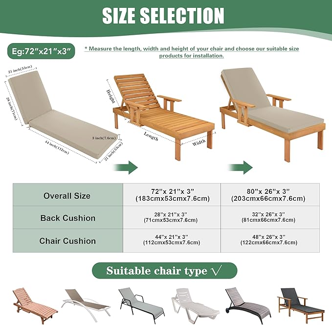 Chaise Lounge Cushions Outdoor - Image 3