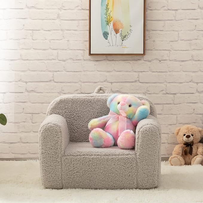 ALIMORDEN Kids Ultra-Soft Snuggle Foam Filled Chair, Toddler Cuddly Sherpa - Image 8