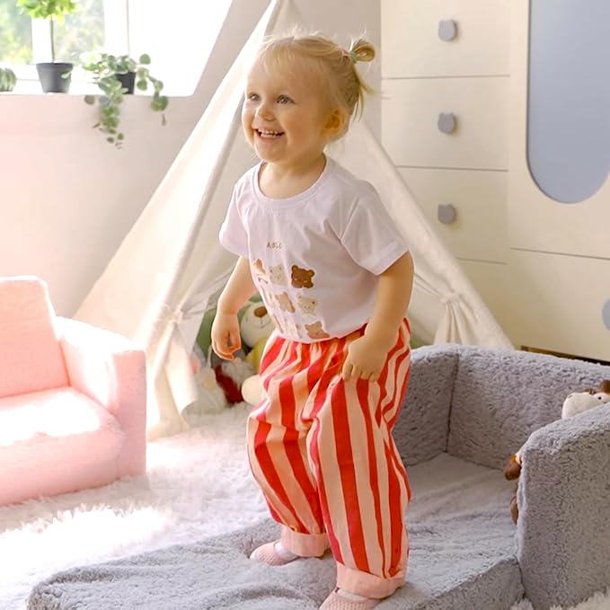 ALIMORDEN 2-in-1 Flip Out Cuddly Sherpa Toddler Couch, Convertible Sofa to - Image 5