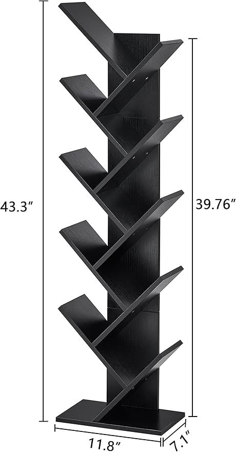 Hoctieon 10 Tier Tree Bookshelf, 10 Shelf Bookcase, Free Standing Tree Bookcase - Image 3