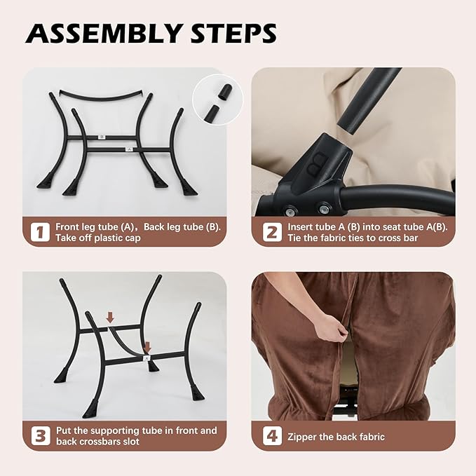 Lazy Chair with Folding Ottoman, Leisure Sofa Chair, Soft Fabric Armchair with - Image 6