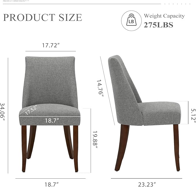 COLAMY Upholstered Dining Chairs Set of 2, Mid Century Modern Kitchen Chairs - Image 8