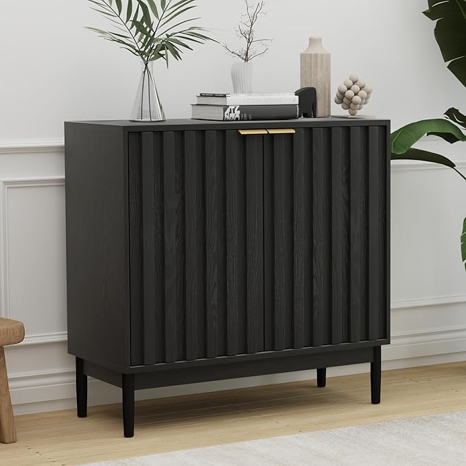 Fluted Cabinet with Storage, Buffet Cabinet Sideborad with Door, Kitchen Buffet by Otterease