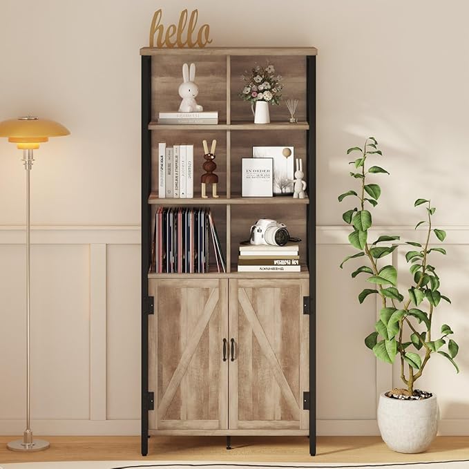 FATORRI Rustic Tall Bookshelf - Image 8