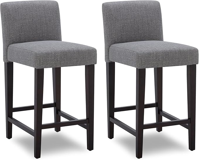 CHITA Counter Height Bar Stools Set of 2, Fabric in Fog Grey by CHITALIVING