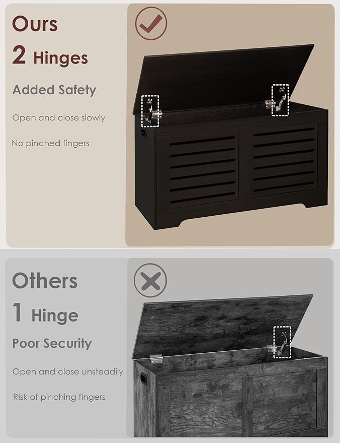 DINZI LVJ Storage Chest, 39.4”Wooden Toy Box - Image 2