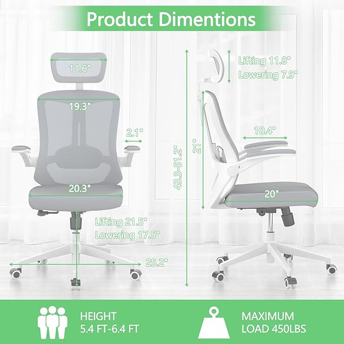 Mesh Office Executive Chair High Back Adjustable Home Desk Chair, Swivel - Image 2