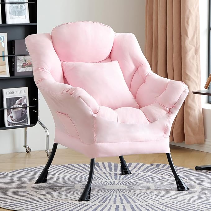 Lazy Chair with Pillow for Living Room, Modern Lounge Accent Chair with by HomeEastllyHome
