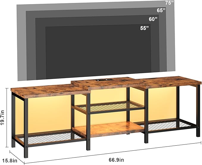 GarveeHome TV Stand with LED Lights - Image 3