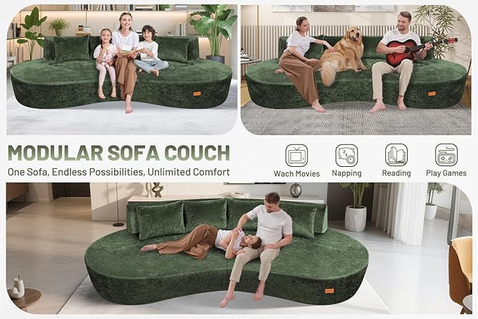 Homguava 104'' Modular Sectional Sofa, Curved Modern Sofa - Image 5