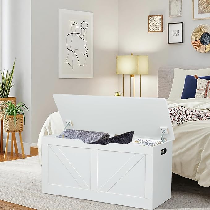 39.4" Storage Chest, Wooden Storage Bench, Large Storage Trunk - Image 2