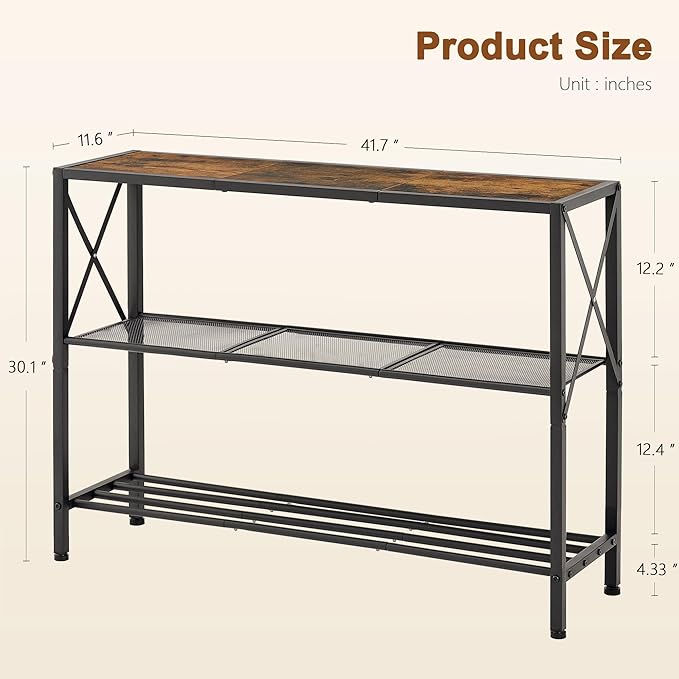 Hoctieon Industrial Console Table, 3 Tier Entryway Table, Hallway Table - Image 3