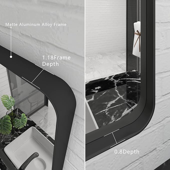 30x36 Black Matte Bathroom Mirror, Rectangle Framed Vanity Mirror - Image 2