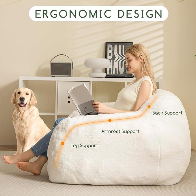 HIGOGOGO Giant Bean Bag Chair for Adults, Big Comfy Sofa Chair for Bedroom - Image 4