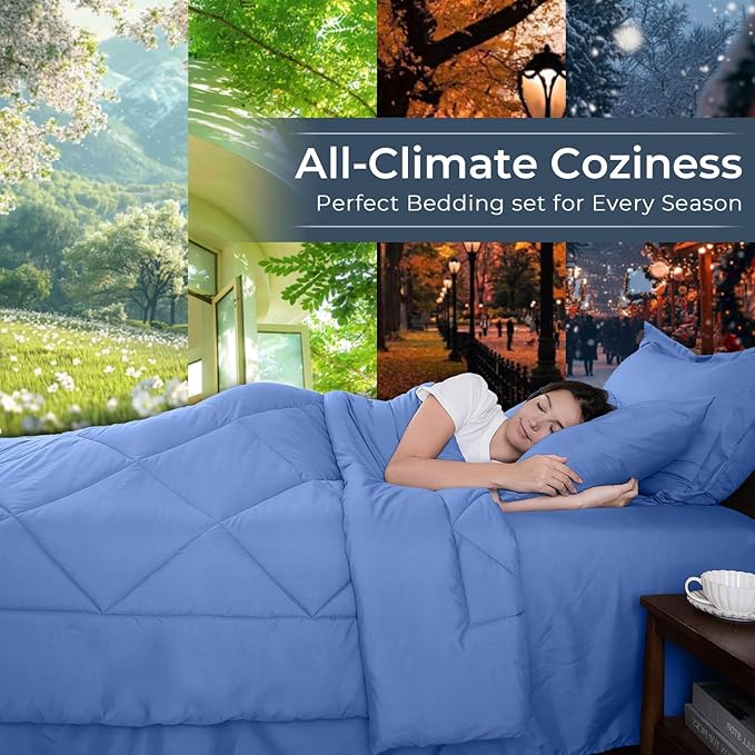 HEVUMYI Royal Blue Twin Comforter Set - Image 3