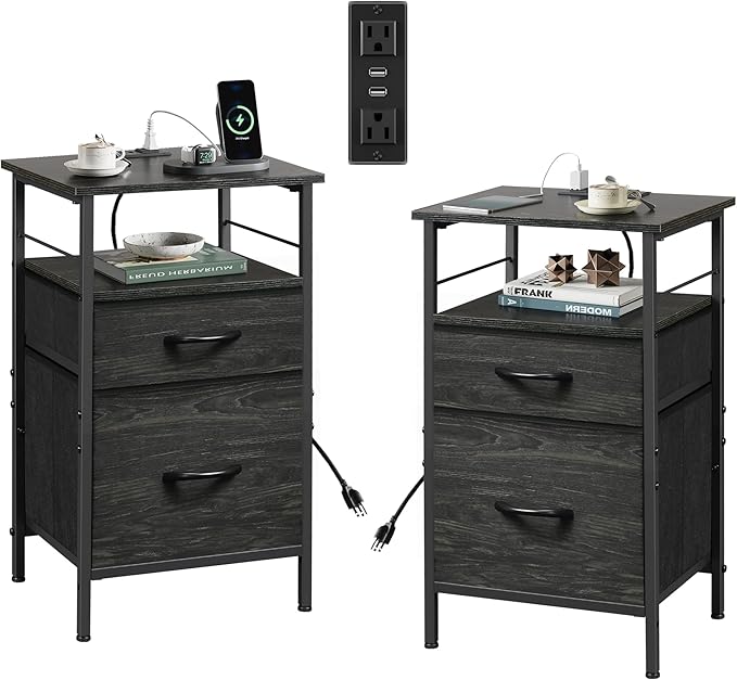 WLIVE Night Stand Set 2, Bedside Tables by WLIVE