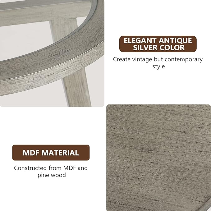 COSIEST 2-Tier End Table with Tempered Glass Top, Round MDF Side Table with - Image 7