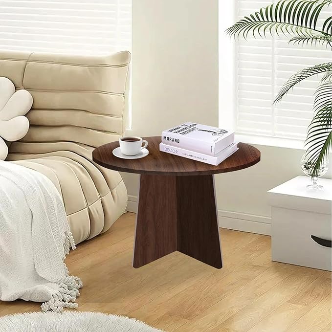 Wood Side Table, Round End Tables Living Room, Small Round Side Table - Image 2