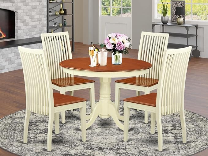 East West Furniture HLIP5-BMK-W 5 Piece Dining Room Furniture Set Includes a - Image 6
