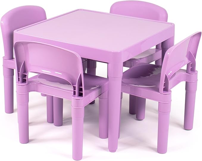 Humble Crew Kids Plastic Table and 4 Chairs Set, Toddler Playroom Activity by HumbleCrew