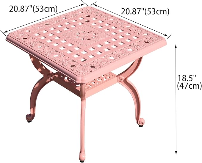 Cast Aluminum Outdoor Side Table, Small Patio Table, Outdoor Coffee Tables - Image 3