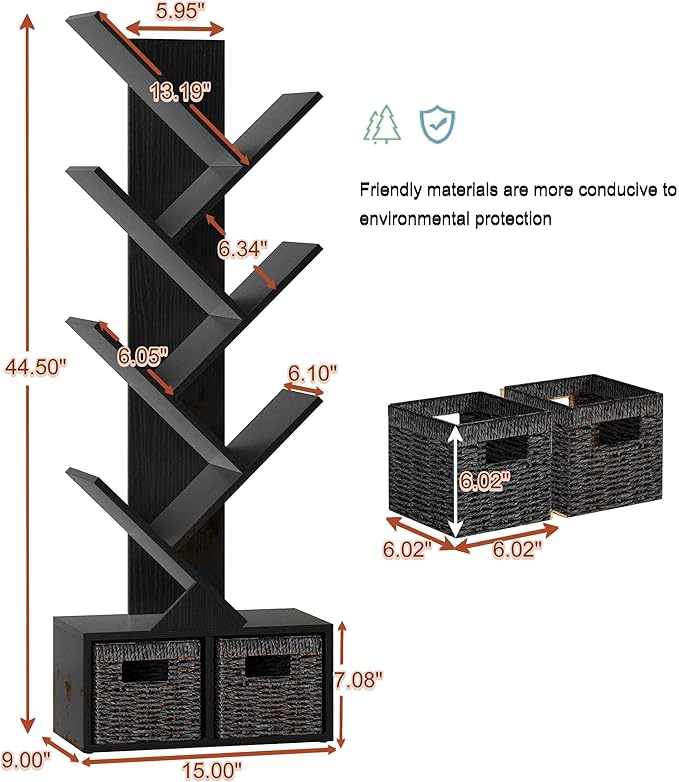 Vagusicc Tree Bookshelf, 6 Tier Bookshelf - Image 3
