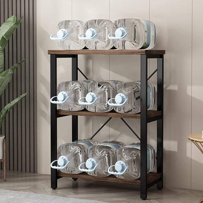 3 Tier Industrial Solid Wood Bookcases, Open Etagere Bookshelf - Image 4