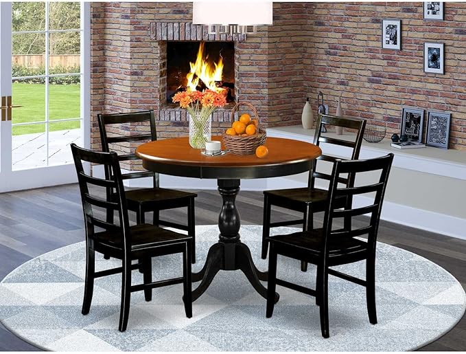East West Furniture AMPF5-BCH-W 5 Piece Kitchen Table & Chairs Set Includes a - Image 2
